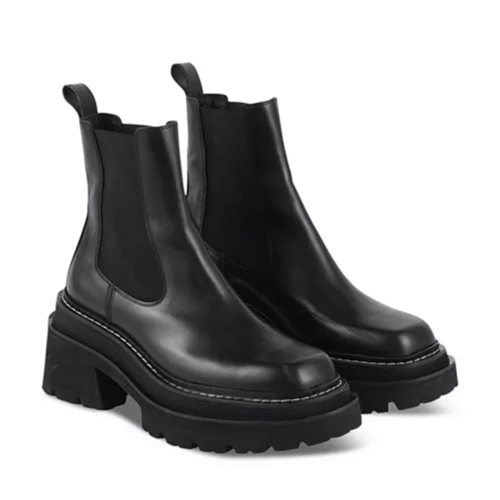 Sandro Black Chunky Chelsea Leather Ankle Boots